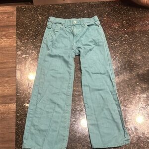 Teal Wide-Leg Jeans